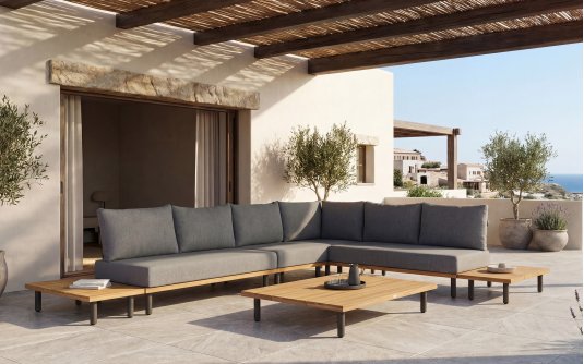 Modułowy narożnik ogrodowy KTSU tierraodoor teak antracyt Modułowy narożnik ogrodowy KTSU tierraodoor teak antracyt