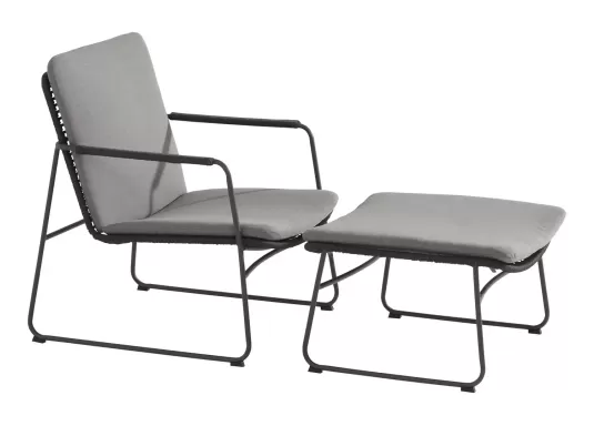 fotel wypoczynkowy z podnóżkiem nowoczesny ELBA szary
