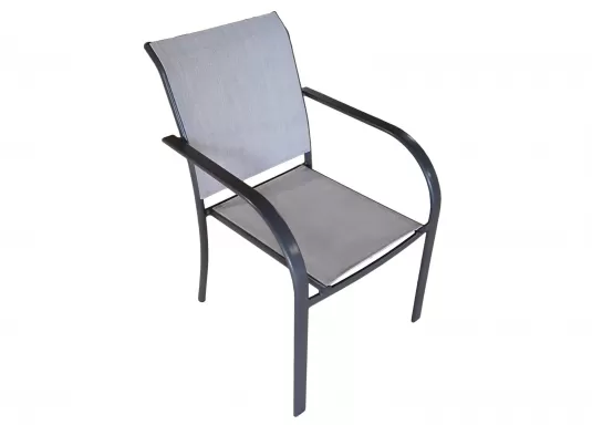 krzesło aluminiowe ciemnoszare z jasnoszarą tekstyliną