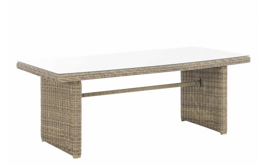 Beżowy stół ogrodowy z technorattanu okragłego AVINION BIG VIP Beżowy stół ogrodowy z technorattanu okragłego AVINION BIG VIP