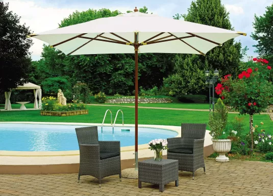 parasol ogrodowy 300x200 cm EXTRA kremowy z nogą drewnianą