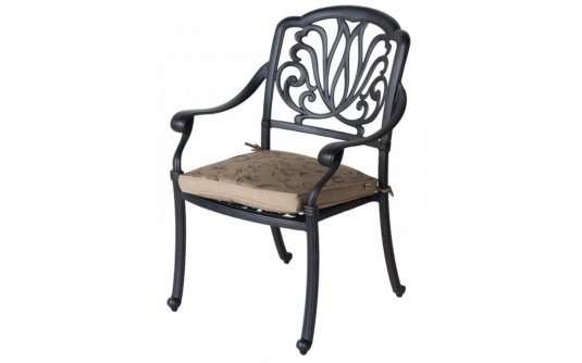 Stylowy fotel z podłokietnikami z odelwu aluminiowego kolor brąz AMALFI Stylowy fotel z podłokietnikami z odelwu aluminiowego kolor brąz AMALFI