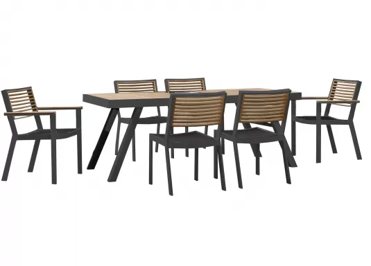 Meble ogrodowe aluminiowe czarne stołowe YORK dla 6 osób