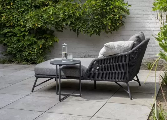 Łóżko ogrodowe nowoczesne MARBELLA ciemnoszare z liny polipropylenowej