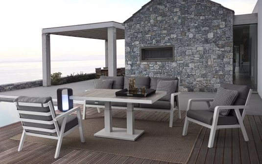 Nowoczesny komplet aluminiowy na taras TRUMAN bizzotto biały Nowoczesny komplet aluminiowy na taras TRUMAN bizzotto biały