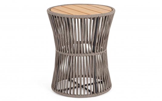 Okrągły stolik kawowy na taras CARLES Ø45 cm / lina polipropylenowa Okrągły stolik kawowy na taras CARLES Ø45 cm / lina polipropylenowa