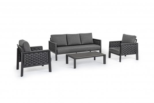 Meble ogrodowe wypoczynkowe sofa fotele ciemnoszare aluminiowe OTAVIO bizzotto