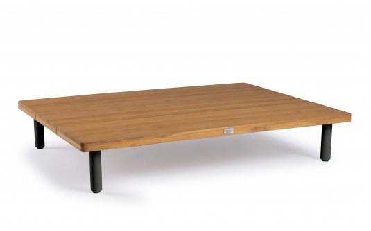 Stolik kawowy z blatem teak KYTSU 140x105 nogi antracyt Stolik kawowy z blatem teak KYTSU 140x105 nogi antracyt