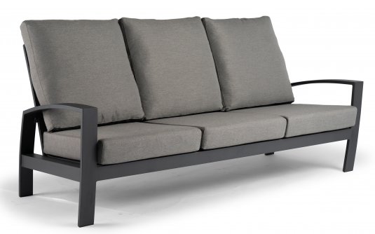Wysoka sofa ogrodowa aluminowa VALENCIA z szarymi poduszkami
