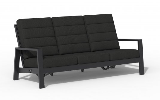 Wysoka 3-osobowa sofa ogrodowa z pochylanymi oparciami aluminiowa QUEENS poduszki czarne