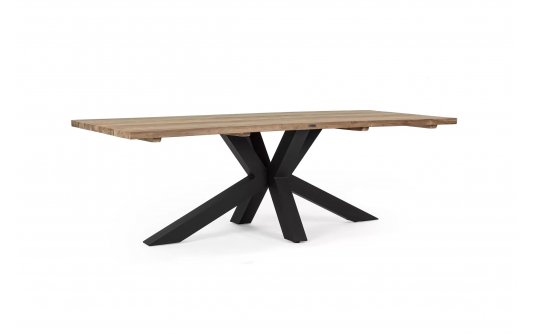 Stół ogrodowy prostokątny krzyżowe nogi czarne blat teak 240x100 RAMSEY bizzotto Stół ogrodowy prostokątny krzyżowe nogi czarne blat teak 240x100 RAMSEY bizzotto