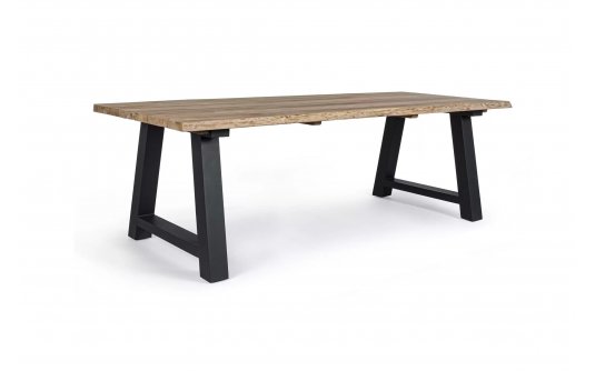 Stół aluminiowo-teakowy ciemnoszare nogi ROLLAND Stół aluminiowo-teakowy ciemnoszare nogi ROLLAND