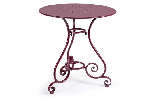 Bordowy okragły metalowy stolik prowansalski śr. 70 ETIENNE bizzotto