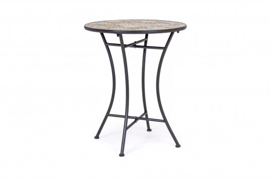 Okragły stolik śr. 60 cm z blatem wielokolorowym ceramicznym NAXOS bizotyo