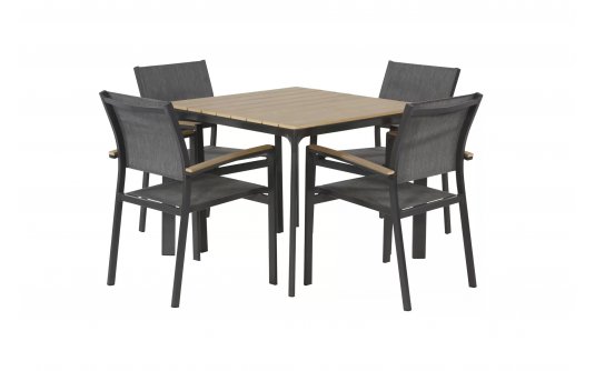 Zestaw obiadowy dla 4 osób aluminium kompozyt i tekstylina AREZZO 90x90 Zestaw obiadowy dla 4 osób aluminium kompozyt i tekstylina AREZZO 90x90