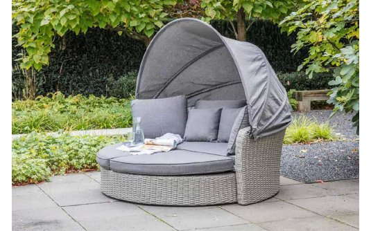 Sofa łóżko ogrodowe okragłe ogrodowe z technorattanu z daszkiem ZONNE Sofa łóżko ogrodowe okragłe ogrodowe z technorattanu z daszkiem ZONNE
