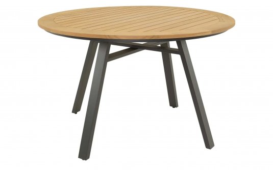 Stół ogrodowy okrągły podstawa aluminiowa blat TEAK MONZA 120 cm