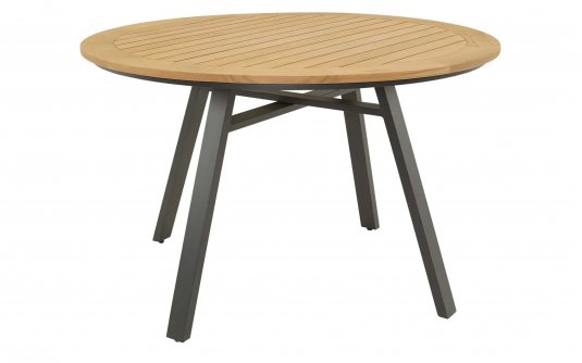 Stół ogrodowy okrągły podstawa aluminiowa blat TEAK MONZA 120 cm Stół ogrodowy okrągły podstawa aluminiowa blat TEAK MONZA 120 cm