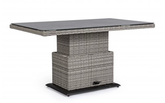 Stół ogrodowy z technorattanu szarego podnoszony blat SprayStone KENT bizzotto Stół ogrodowy z technorattanu szarego podnoszony blat SprayStone KENT bizzotto