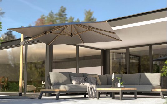 Parasol ogrodowy 300x300 cm ekskluzywny SIESTA PREMIUM noga DREWNO / poszycie ANTRACYT Parasol ogrodowy 300x300 cm ekskluzywny SIESTA PREMIUM noga DREWNO / poszycie ANTRACYT