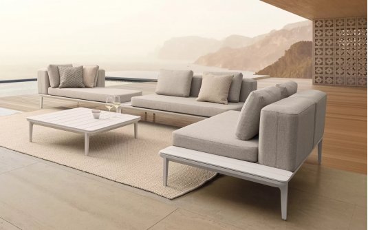 Biały zestaw narożnikowy nowoczesny na taras MATRIX bizzotto Biały zestaw narożnikowy nowoczesny na taras MATRIX bizzotto