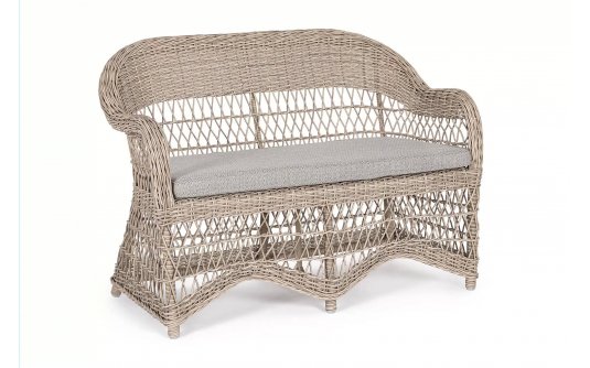 Stylowa sofa z technorattanu rustykalna beżowa JUPIER bizzotto Stylowa sofa z technorattanu rustykalna beżowa JUPIER bizzotto