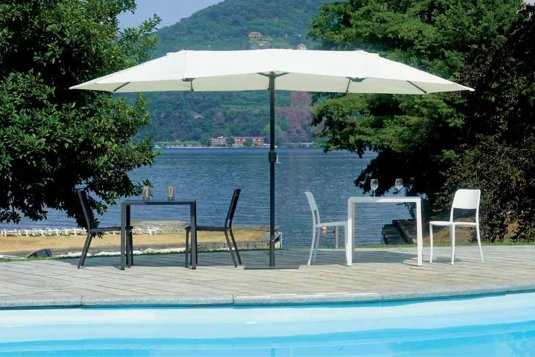 Owalny parasol 2,7x4,5 m noga antracyt poszycie poliester ECRU