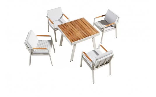 Cztroosobowy komplet ogrodowy stołowy aluminiowy beżowy NOFI Higold Cztroosobowy komplet ogrodowy stołowy aluminiowy beżowy NOFI Higold