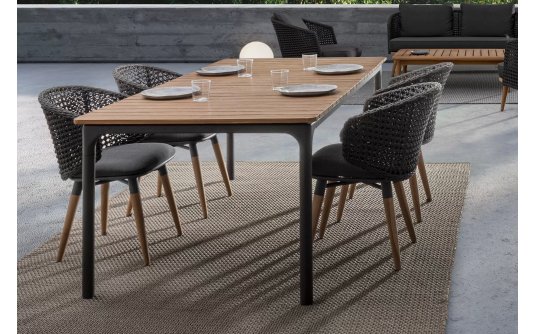 Stół ogrodowy z blatem teak 200x100 cm STONE bizzotto Stół ogrodowy z blatem teak 200x100 cm STONE bizzotto