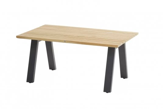 Wysoki stolik kawowy aluminiowo-teakowy AMBASSADOR 4SO 120x70 cm