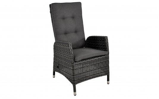 grafitowe krzesło z wysokie ogrodowe technorattan z pochylanym oparciem SOHO grafitowe krzesło z wysokie ogrodowe technorattan z pochylanym oparciem SOHO