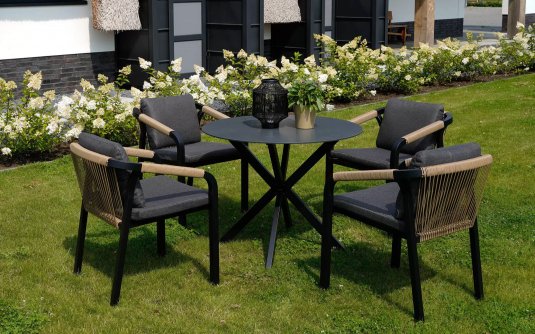 Komplet stołowy ogrodowy ⌀90 cm i 4 fotele Rimini Komplet stołowy ogrodowy ⌀90 cm i 4 fotele Rimini