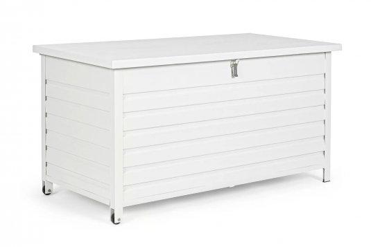 Biała akrzynia ogrodowa na kółkach aluminiowa ATLANTIC 141x73x73 cm Bizzotto