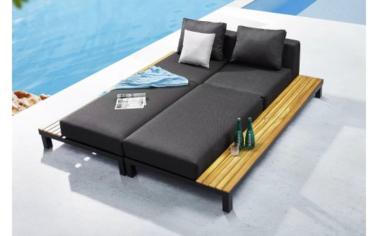 Aluminiowy grafitowy narożnik nowoczesny z elementami teak POLO PRO Higold Aluminiowy grafitowy narożnik nowoczesny z elementami teak POLO PRO Higold