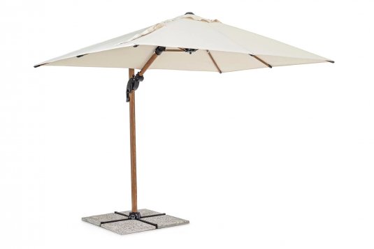 Parasol obrotowy 3D z nogą boczną alu drewno / poszycie beż 2x3 ORION bizzotto