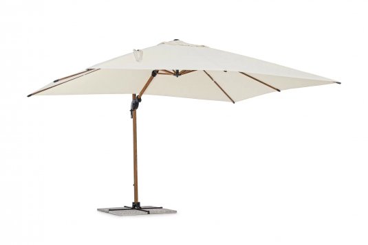 Parasol obrotowy 3D z nogą boczną alu drewno / poszycie beż 3x4 ORION bizzotto