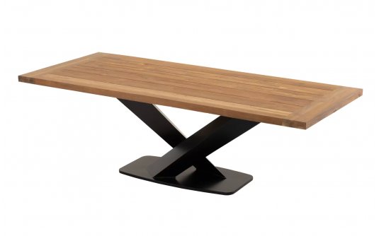 Stół obiadowy TARANTO srostokątny 240x100 cm nogi czarne blat teak recykling Stół obiadowy TARANTO srostokątny 240x100 cm nogi czarne blat teak recykling