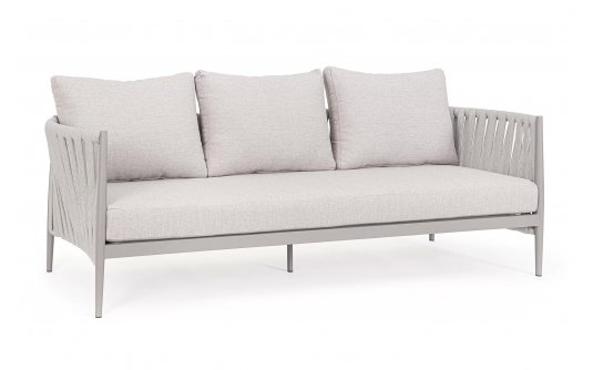 Szeroka designerska sofa na taras aluminiowa JACINTA beżowa poduszki Olefin Szeroka designerska sofa na taras aluminiowa JACINTA beżowa poduszki Olefin