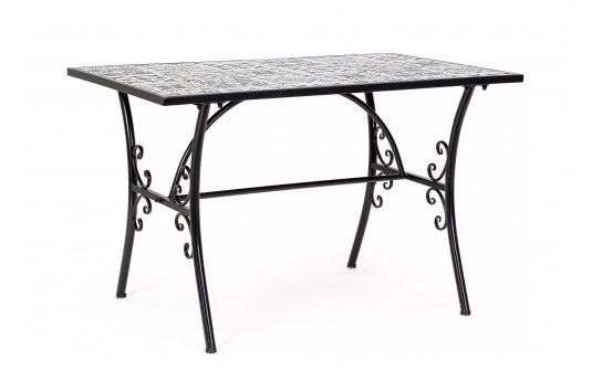 Prostokątny stolik bistro kawiarniany 120x80 cm z blatem kafle ceramicznym MYKONOS bizzottobizotyo Prostokątny stolik bistro kawiarniany 120x80 cm z blatem kafle ceramicznym MYKONOS bizzottobizotyo