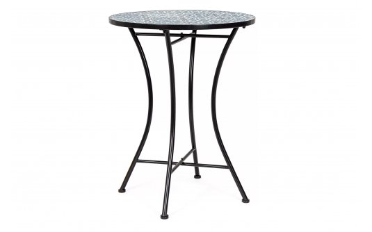 Okragły stolik śr. 60 cm z blatem niebieskim ceramicznym SAMOS bizotyo Okragły stolik śr. 60 cm z blatem niebieskim ceramicznym SAMOS bizotyo