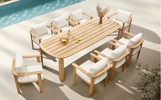 Zestaw stołowy 8-osobowy drewno teak PALLISAD Higold Zestaw stołowy 8-osobowy drewno teak PALLISAD Higold