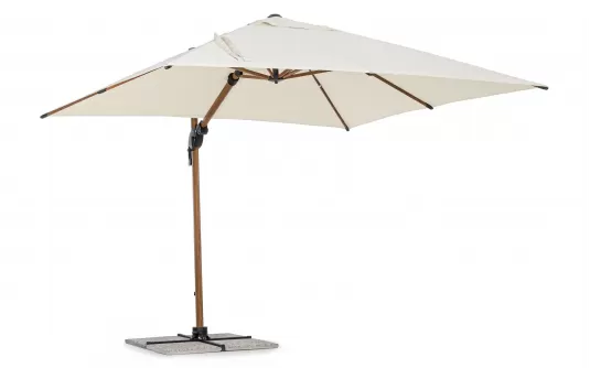Parasol obrotowy z nogą boczną alu powłoka wzór drewna / poszycie beż 3x3 ORION bizzotto Parasol obrotowy z nogą boczną alu powłoka wzór drewna / poszycie beż 3x3 ORION bizzotto
