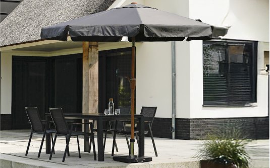 Parasol ogrodowy średnicy 3 m z nogą centralną o wyglądzie drewna za aluminium Parasol ogrodowy średnicy 3 m z nogą centralną o wyglądzie drewna za aluminium
