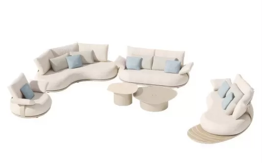 Luksusowy zestaw wypoczynkowy na taras tapicerowany beżowe CALLA Higold Luksusowy zestaw wypoczynkowy na taras tapicerowany beżowe CALLA Higold