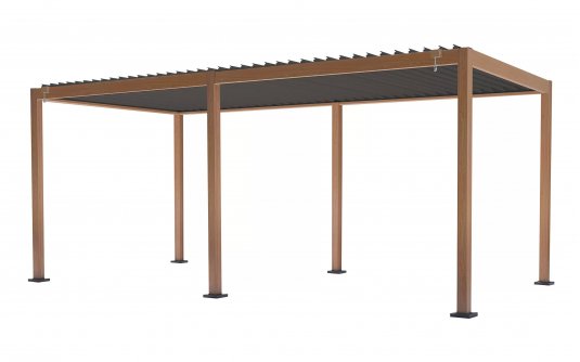 Pergola lamelowa aluminiowa 3×6 m TEXAS z regulacją i odpływem – efekt drewna Pergola lamelowa aluminiowa 3×6 m TEXAS z regulacją i odpływem – efekt drewna